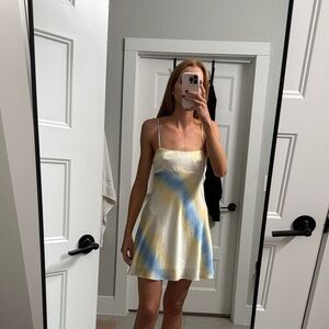 Zara Yellow and Blue Tie-Dye Mini Dress